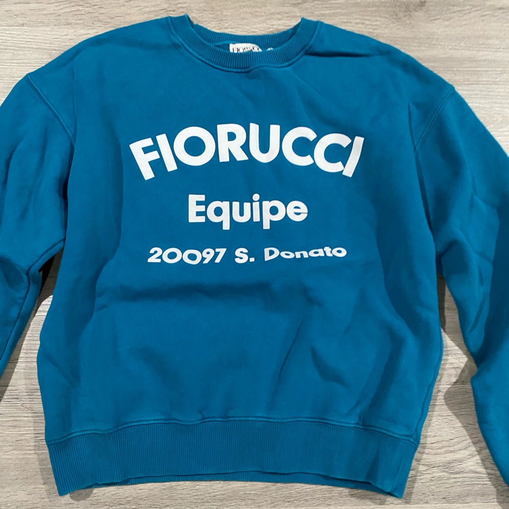 Fiorucci Womens‎ Graphic Blue Sweater Crewneck Pullover XS - Picture 5 of 6
